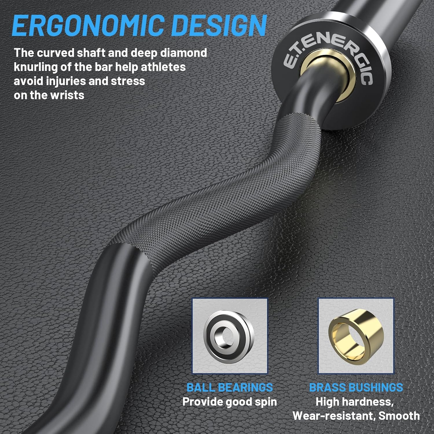 47 Olympic EZ Curl Bar 500-lbs Capacity Steel Barbell Suitable for 2 Weight Plates, 2-Inch Curl Bar for Weight Lifting,Hip Thrusts,Squat,Biceps-Home Gym Weight Bar